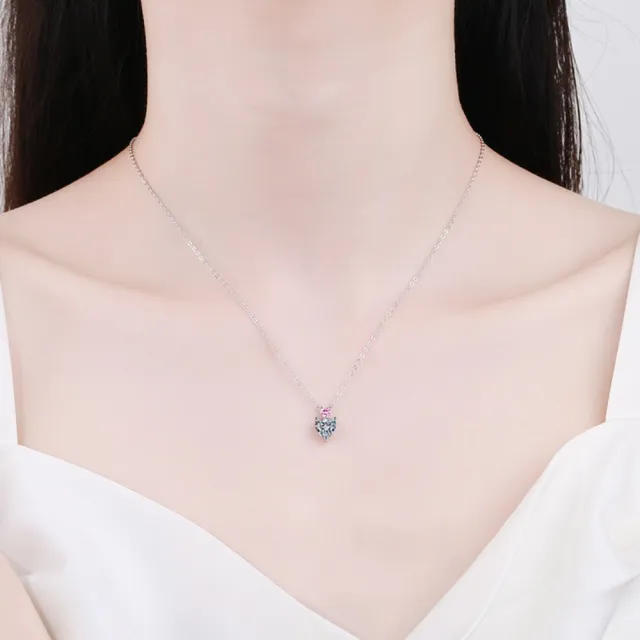 【巴黎精品】頂級莫桑鑽石925純銀骨鍊情侶對鍊-簡約雙心相印1克拉女飾品k3ac62