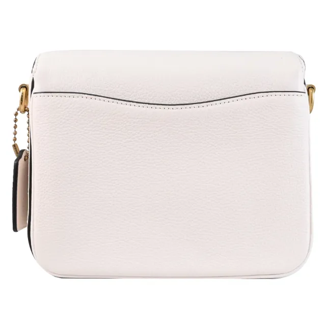 【COACH】CASSIE 19 品牌C字轉釦荔枝皮革翻蓋兩用包(白)