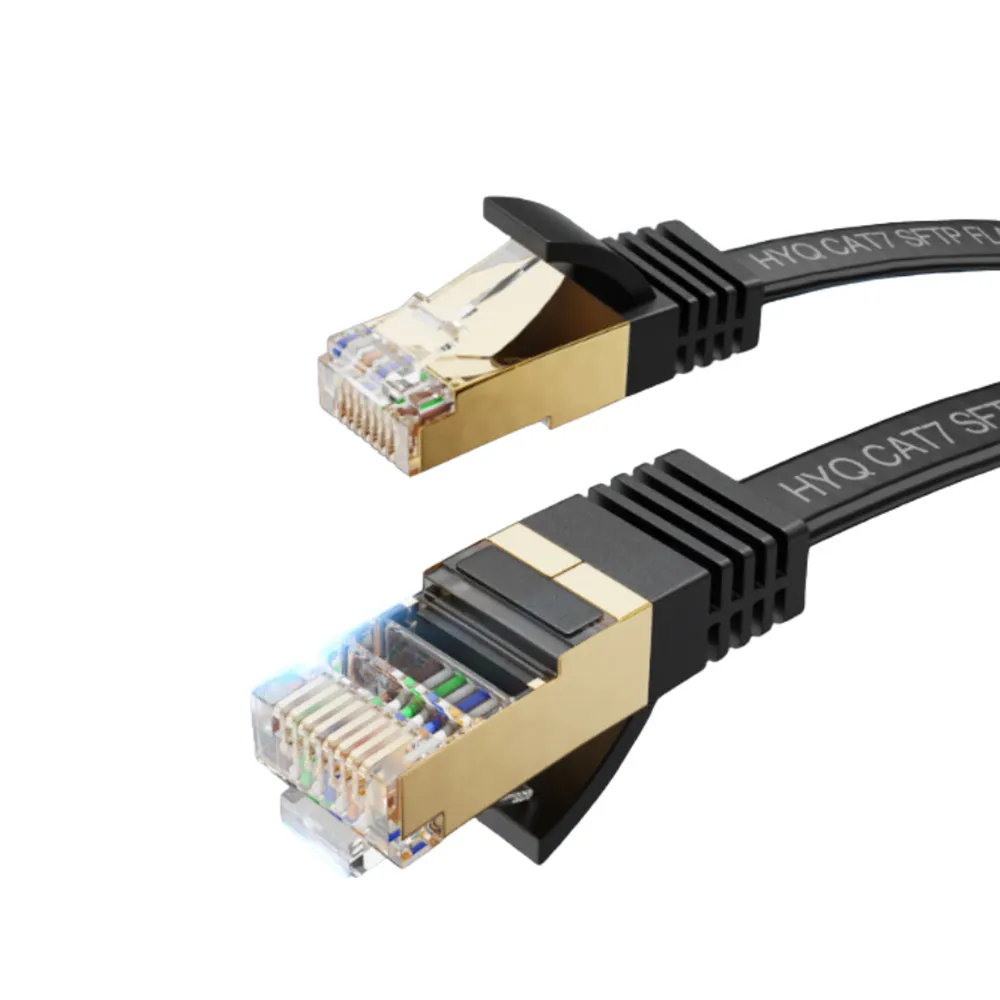 【魔宙】Cat.7 10Gbps超高速 電競級抗干擾鍍金網路扁線 黑 2M