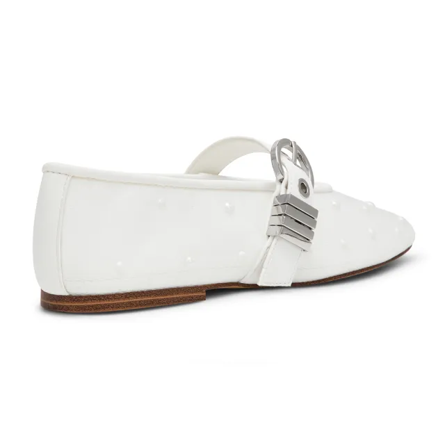 【steve madden】透膚波點鉚釘瑪莉珍鞋 LUCIA-ST(白色)