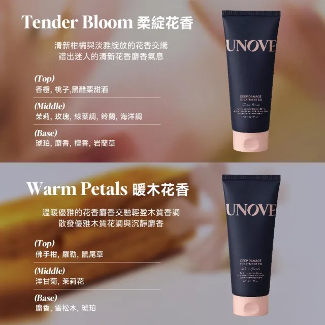 【UNOVE】柔諾伊 角蛋白柔順修護髮膜2入組 207mlX2(柔綻花香+暖木花香)