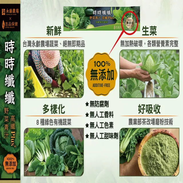 【吉品保健】永齡農場郭台銘總裁贈送總統的禮物-時時纖纖8菜8纖團購組*9盒(14條/盒青汁.膳食纖維.全素)