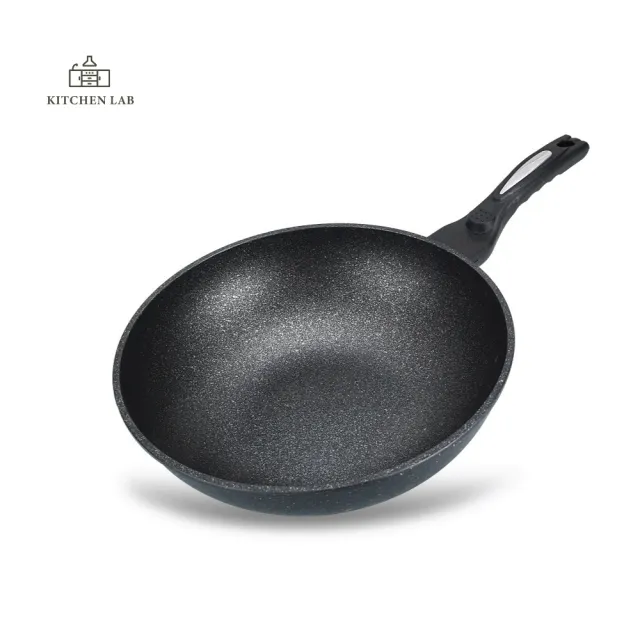 【Kitchen Lab 廚研所】正宗麥飯石不沾炒鍋-無蓋30cm(不沾鍋 炒鍋 平底鍋)