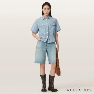 【ALLSAINTS】TOVE 短版牛仔短袖襯衫-藍 W124PE(常規版型)