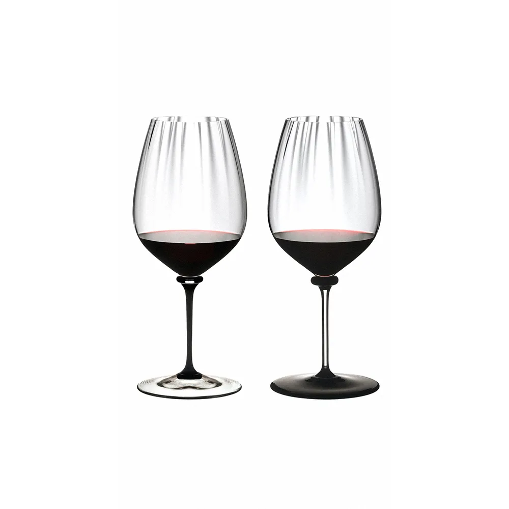 【Riedel】Fatto A Mano Performance 卡本內手工紅酒杯-黑+透-單杯裝-2入(頂級手工工藝品質)