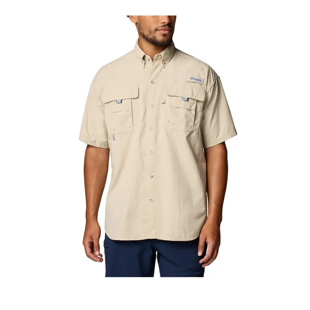 【Columbia 哥倫比亞】男款-防曬UPF50短袖襯衫-Bahama™ II S/S Shirt-卡其色(UFM70470KI/KS)