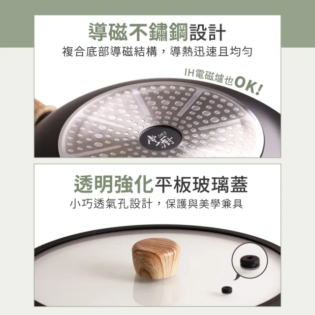 【CHEF 掌廚】森岩 鑄造不沾鍋平底鍋 24cm (IH爐/電磁爐可用)