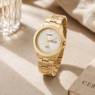 【CITIZEN 星辰】BF0583-59P 金色面 星期日期 夜光 不鏽鋼 石英 手錶 41.5mm