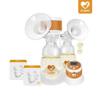 【Cmore】C1三合一雙邊電動吸乳器+母乳袋轉接環兩入(職場回歸組)