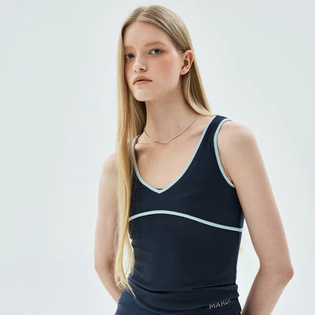 【MARDI MERCREDI】V領無袖上衣 撞色線條 SLEEVELESS V NECK CONTRAST LINE