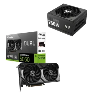 【華碩】顯卡+電源組合★Dual GeForce RTX 5060 8GB OC版 顯示卡+華碩 TUF GAMING 750W 金牌電源供器