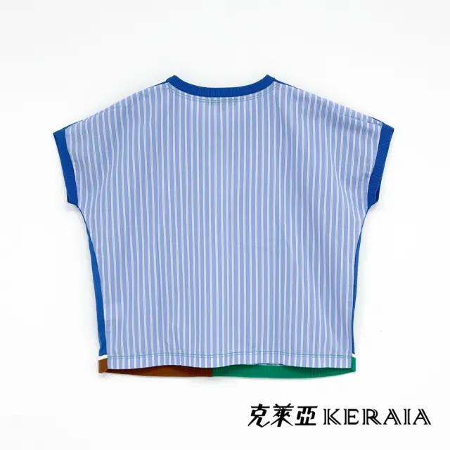 【KERAIA 克萊亞】Hello Blue!寧靜藍條紋拼接針織上衣