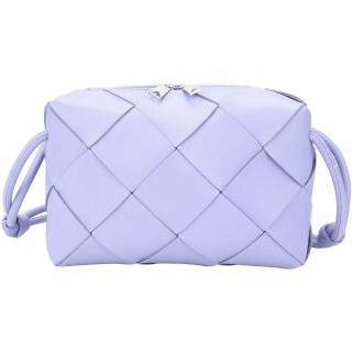 【BOTTEGA VENETA 寶緹嘉】Cassette 小款 BV小羊皮大格編織斜背包-紫藤色