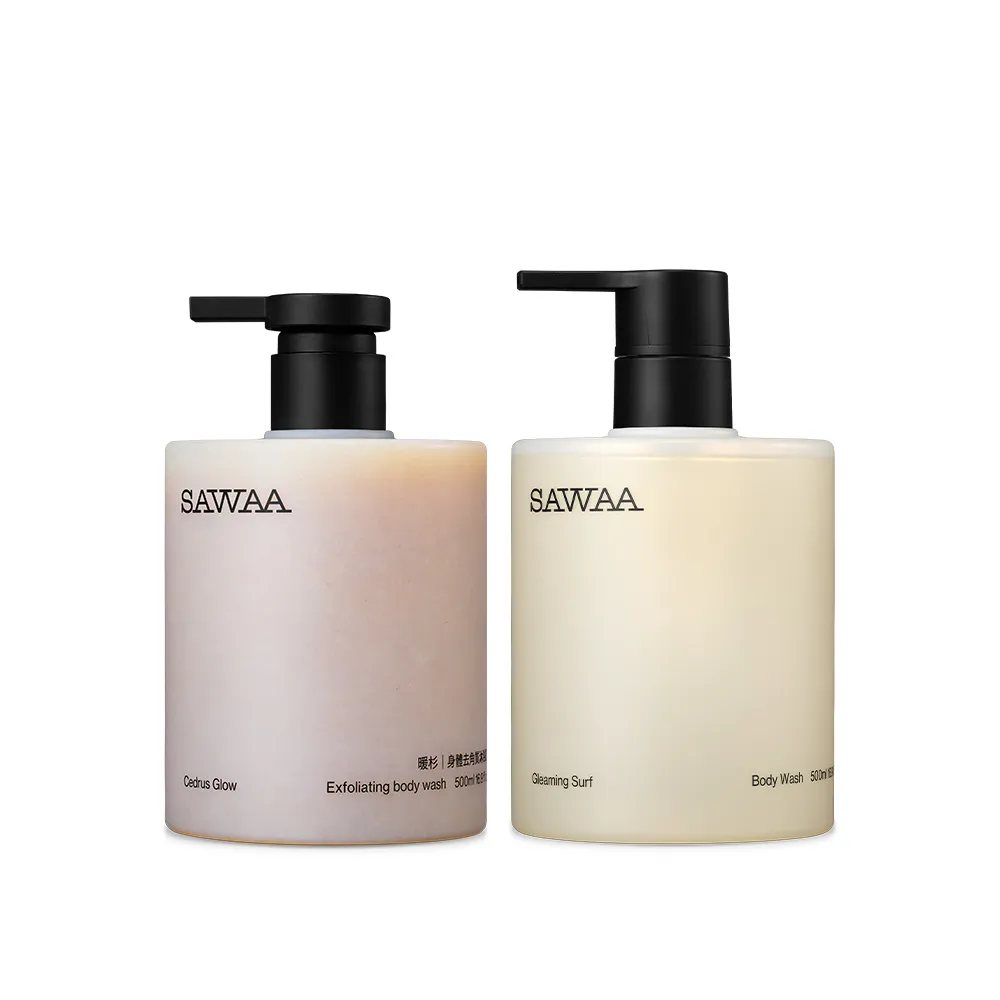【SAWAA】旭光｜身體清潔組(暖杉去角質500ml+波光沐浴露500ml)