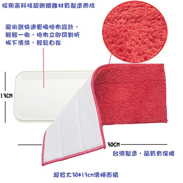 【月陽】台灣製造魔術超細纖維吸水平板拖把靜電拖把(C72010)