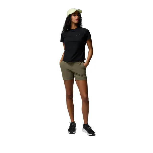 【Columbia 哥倫比亞】女款-防曬UPF40快排短袖上衣-Stealth Spring™ SS Tee-黑色(UAL38940BK/KS)