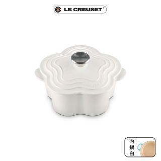 【Le Creuset】盒損福利品 琺瑯鑄鐵鍋山茶花鍋 20cm(棉花白-鋼頭-內鍋白)