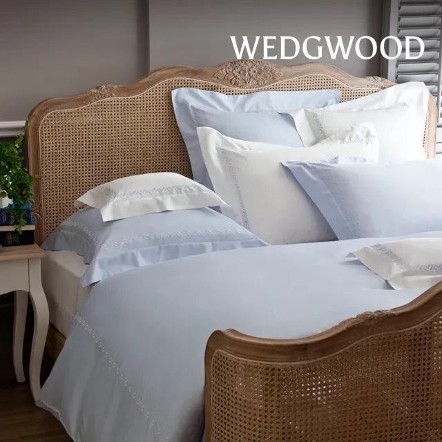 【WEDGWOOD】純棉刺繡 兩用被床包枕套四件組 加大