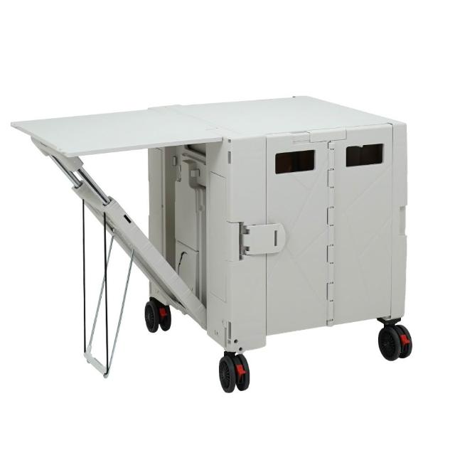 【Arlink】2入組 多功能75L折疊收納手推車餐桌版免組裝 TL55(折疊桌/折疊推車/露營推車/收納推車/菜籃車))