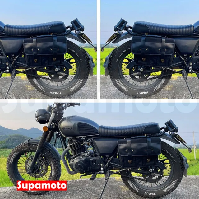 【Supamoto】機車馬鞍包―帆布皮革款 (皮革馬鞍袋/復古檔車改裝/側包/側箱/加掛包包)