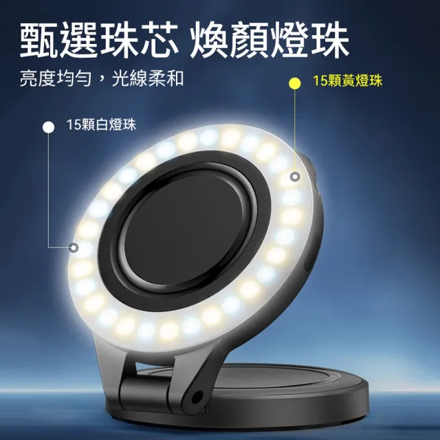 【Ouboo】磁吸補光燈 迷你自拍燈 直播補光燈 三色溫可調 攝影美顏打光燈 便攜口袋燈