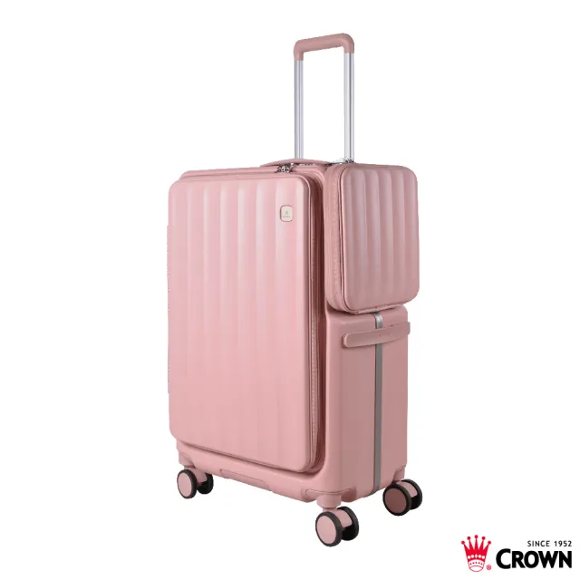 【CROWN 皇冠】WAVE 26吋 側袋磁吸行李箱 (前開式/拉桿箱/旅行箱/密碼鎖)