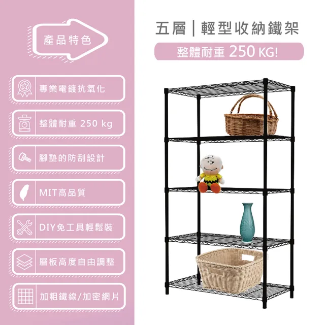 【KIWISH】鐵架MIT耐用五層置物架90x35x180cm-雙色(鐵架/五層架/收納架/層架/置物架/廚房架/鐵力士架)