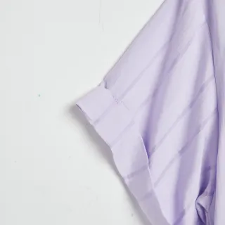 【SOMETHING】女裝 五分袖長版短袖襯衫(淡紫色)