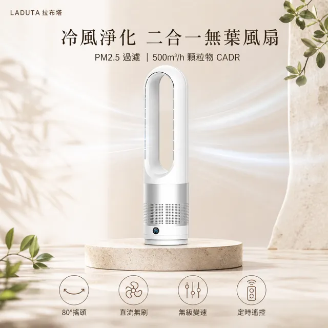 【LADUTA 拉布塔】無葉風扇18吋/電風扇/落地扇/無葉風扇(預約遙控定時)