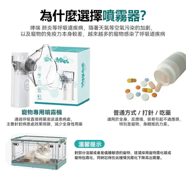 霧化機 寵物加濕器 寵物噴霧器 貓咪霧化器（充電款）(靜音降噪/貓狗通用/含配件)