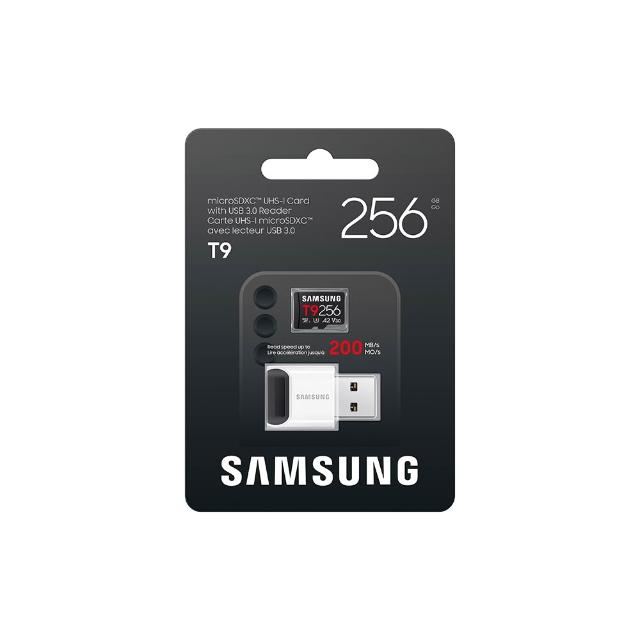 【Samsung 三星】T9 microSDXC UHS-I U3 A2 V30 256GB 記憶卡 含讀卡機(MB-MH256TB/WW)