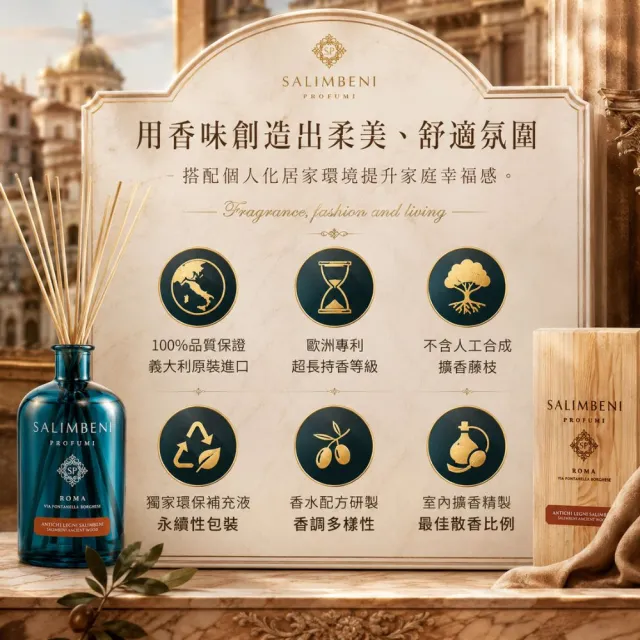 【SALIMBENI 薩林貝尼】經典系列 擴香禮盒 100ml(室內香氛/居家擴香/擴香瓶/禮物)