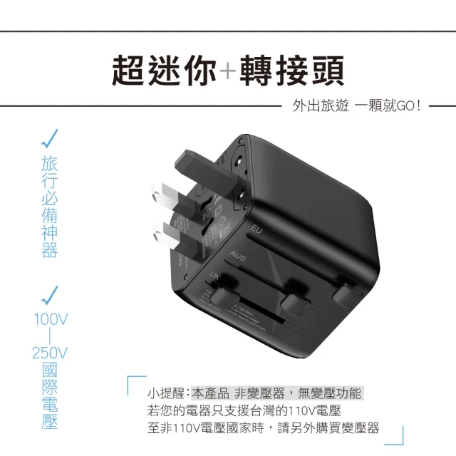 【KINYO】USB雙孔 迷你雙插座萬國轉接頭(/MPP-3500B)