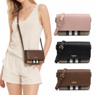 【BURBERRY 巴寶莉】BURBERRY Hampshire 經典格紋翻蓋斜背包(任選)