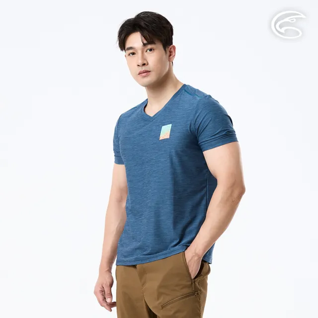 【ADISI】男浪花洞洞短袖V領透氣圖T AL2611030 雨林藍 M-3XL｜透氣 吸濕排汗 快乾 輕量 彈性 排汗衣