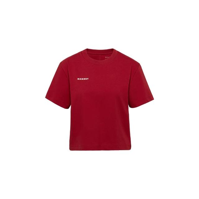 【Mammut 長毛象】Mammut Base Cropped Mini Logo AF 有機棉短版短袖T恤 深經典紅 女款 #1017-07480