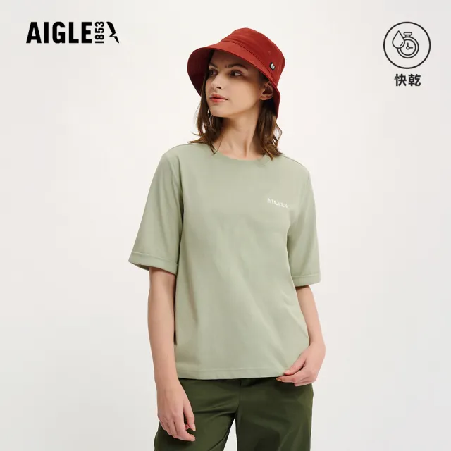 【AIGLE】女 快乾抗菌短袖T恤｜AG-4P222A244 淺綠(女 T恤 抗菌 快乾)