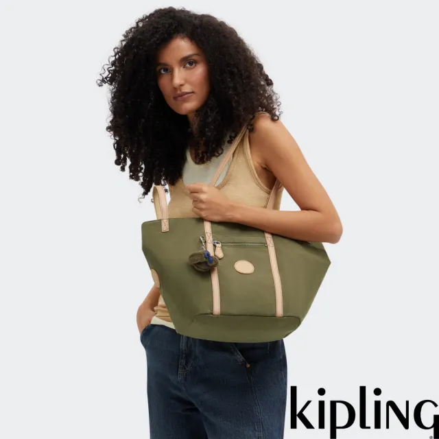 【KIPLING】橄欖綠拼接肩背手提兩用包-RAIMO 女包