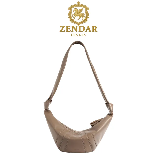 【ZENDAR】台灣總代理 頂級小牛皮肩背包 雲朵系列 (灰色)