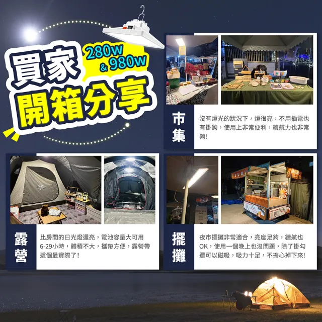 【Mr.U 優先生】980W爆亮LED露營燈(大面積照明/充電夾式 夜市擺攤燈 工作燈 停電應急 戶外 帳篷 地震包)
