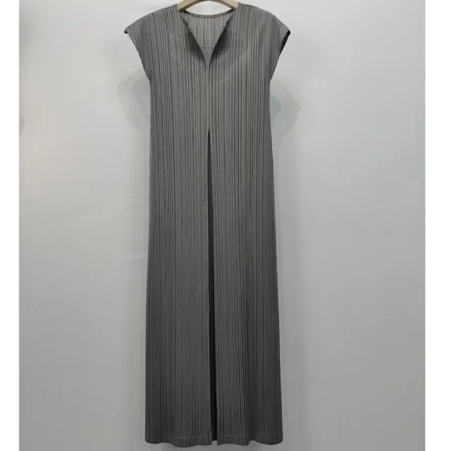【米蘭精品】現貨出清 三宅風皺褶衣服洋裝褶皺長裙短袖連身裙子摺衣彈力女裝折衣大碼(V領法式5色74mm1)