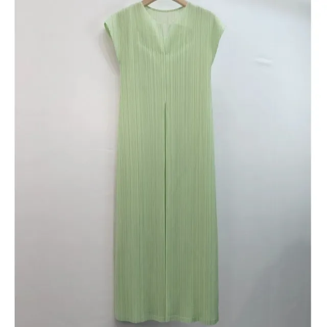 【米蘭精品】現貨出清 三宅風皺褶衣服洋裝褶皺長裙短袖連身裙子摺衣彈力女裝折衣大碼(V領法式5色74mm1)