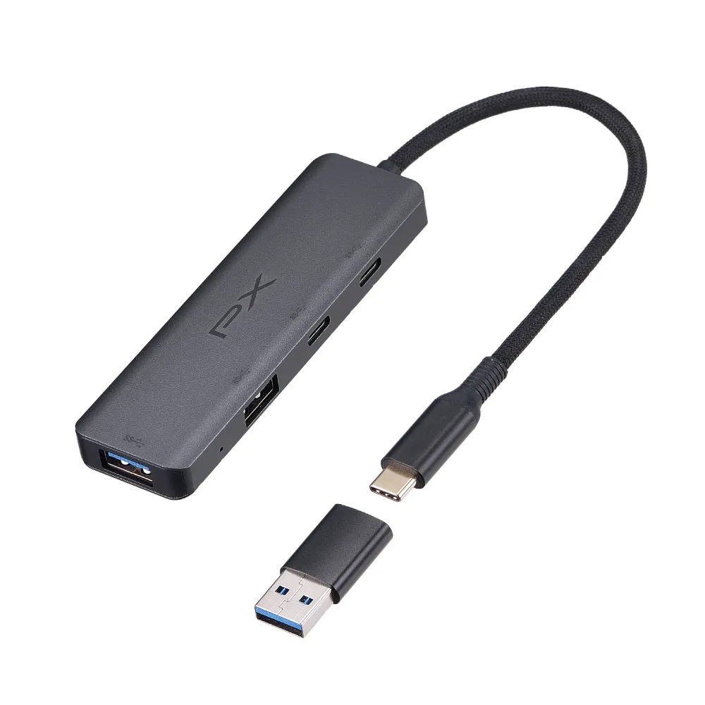 【PX 大通】★ECX-22 USB-A/Type-C 10Gbps 4合一高速擴充轉接器HUB集線器(適用Mac/筆電平板手機)