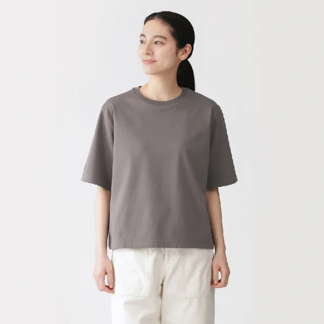 【MUJI 無印良品】女涼感圓領寬版短袖T恤(白色/淺灰/墨灰/黑色/淺粉/淺黃/煙燻綠/煙燻藍)