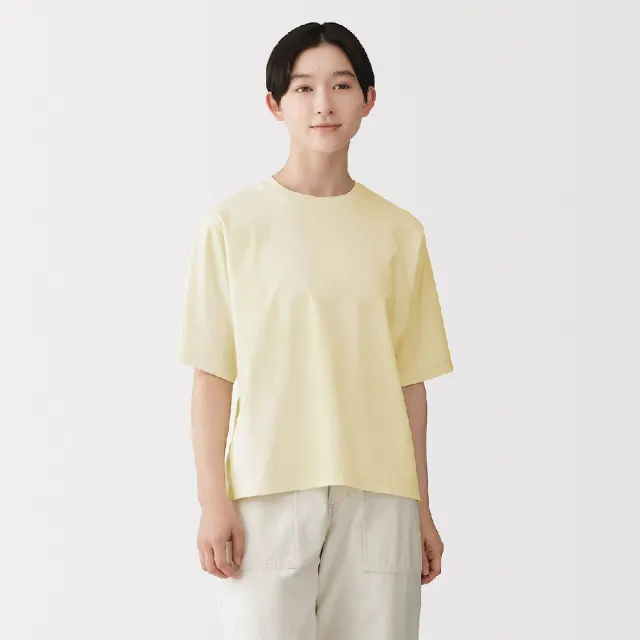【MUJI 無印良品】女涼感圓領寬版短袖T恤(白色/淺灰/墨灰/黑色/淺粉/淺黃/煙燻綠/煙燻藍)