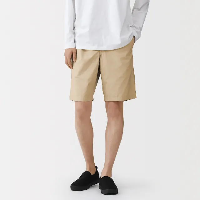 【MUJI 無印良品】男水洗平織布舒適短褲(墨灰/黑色/米色/煙燻粉/卡其綠/煙燻藍/深藍/灰棕)