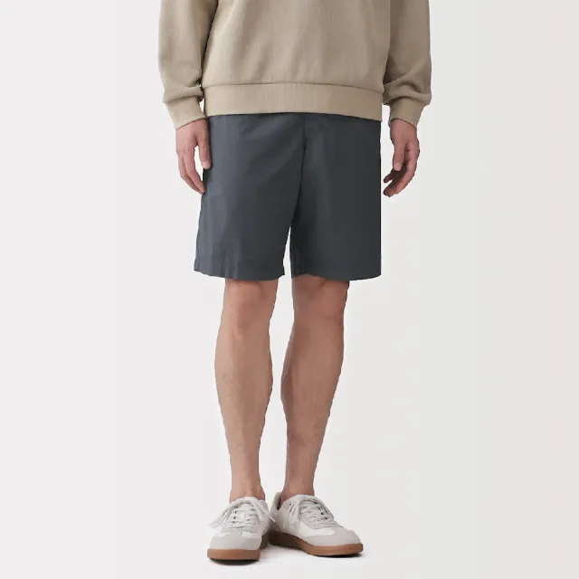 【MUJI 無印良品】男水洗平織布舒適短褲(墨灰/黑色/米色/煙燻粉/卡其綠/煙燻藍/深藍/灰棕)