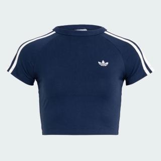 【adidas 愛迪達】Sst Baby Tee 女 T恤 運動上衣 休閒短袖 深藍 亞版 短版(KG3698)