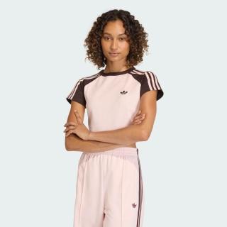 【adidas 愛迪達】Sst Baby Tee 女 T恤 運動上衣 休閒短袖 粉紅 亞版 短版(KD3796)