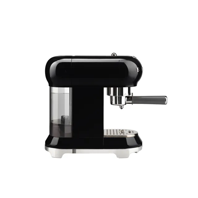 【SMEG】義大利半自動義式咖啡機-耀岩黑(ECF01BLUS)+贈定量磨豆機-耀岩黑